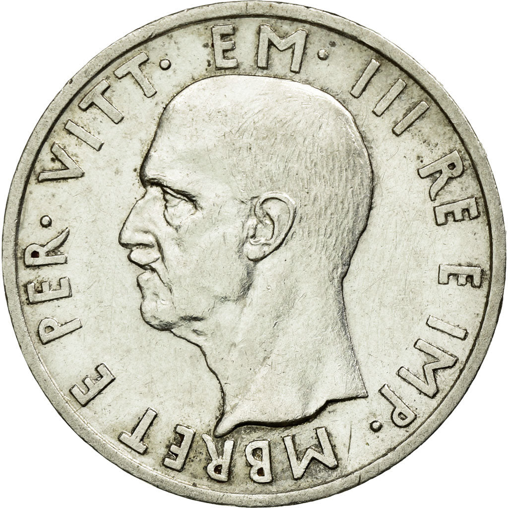 Coin, Albania, Vittorio Emanuele III, 5 Lek, 1939, Rome, MS(60-62), Silver