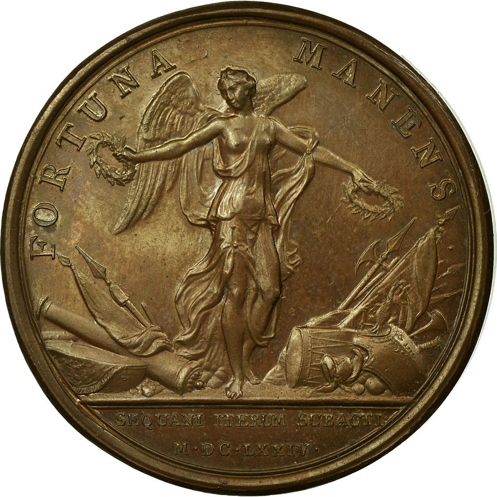 França, Medal, Louis XIV, Même Sujet, 1674, Mauger, AU(55-58), Cobre, Divo:133