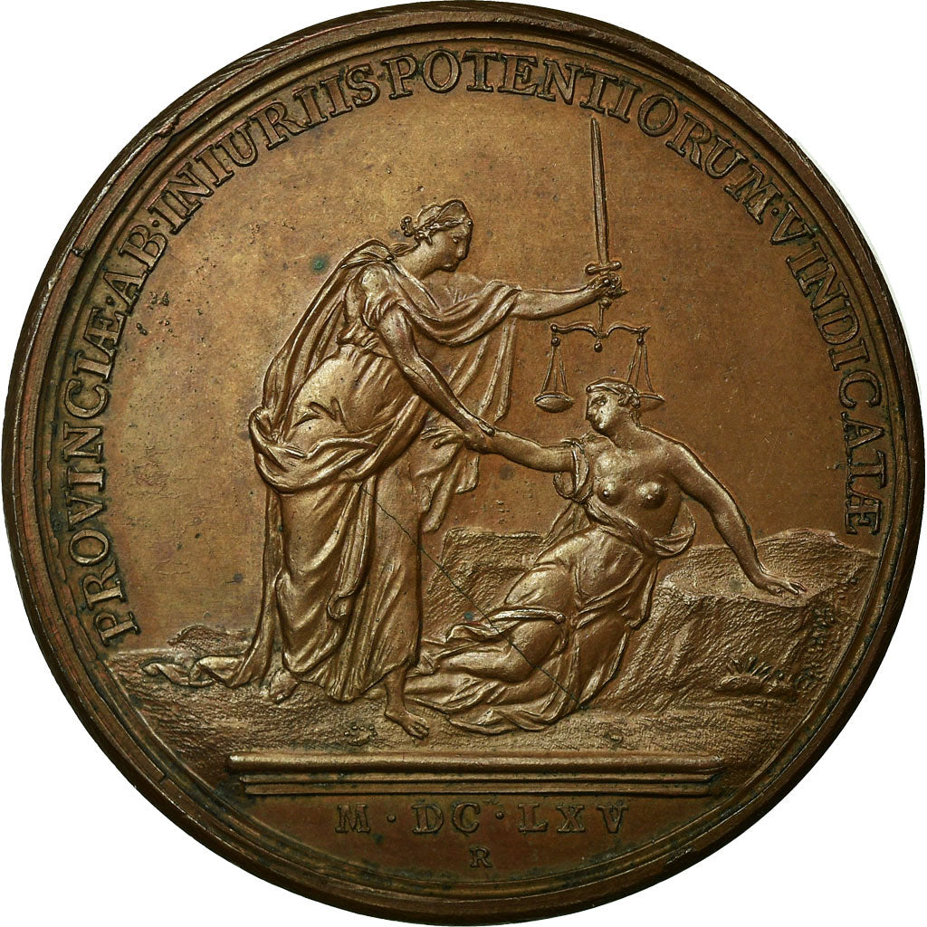 França, Medal, Louis XIV, Les Grands Jours, 1665, Mauger, AU(55-58), Cobre