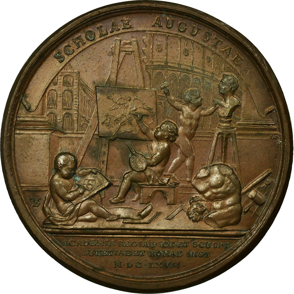 France, Médaille, Louis XIV, L'Académie de Peinture et de Sculpture, 1667