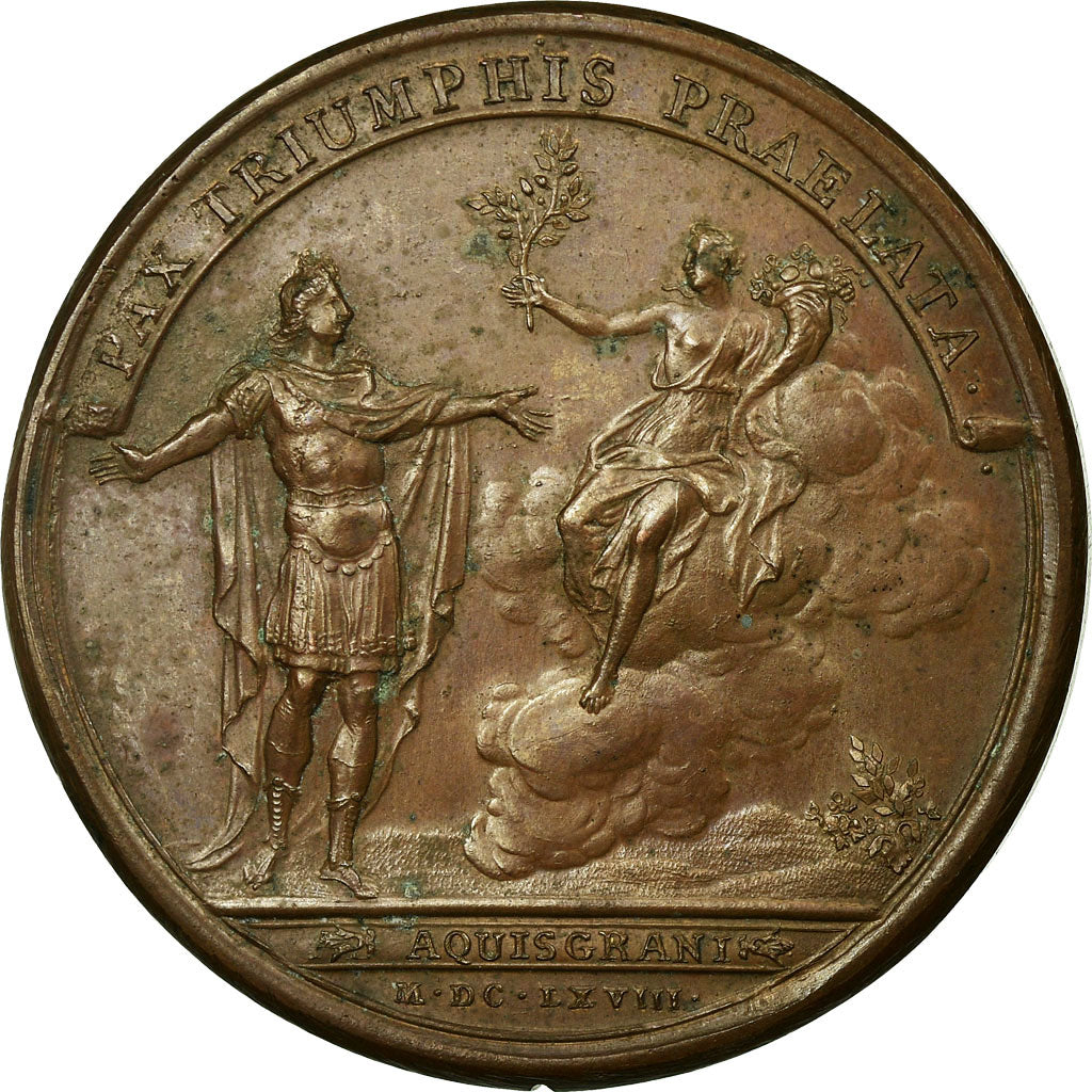 France, Médaille, Louis XIV, Paix d'Aix-la-Chapelle, 1668, Mauger, TTB+
