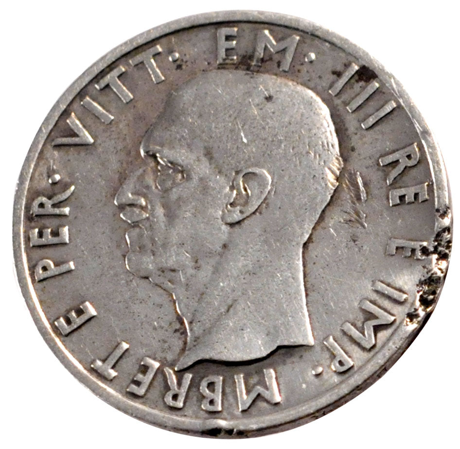 ALBANIA, 5 Lek, 1939, Rome, KM #33, VF(30-35), Silver, 4.98