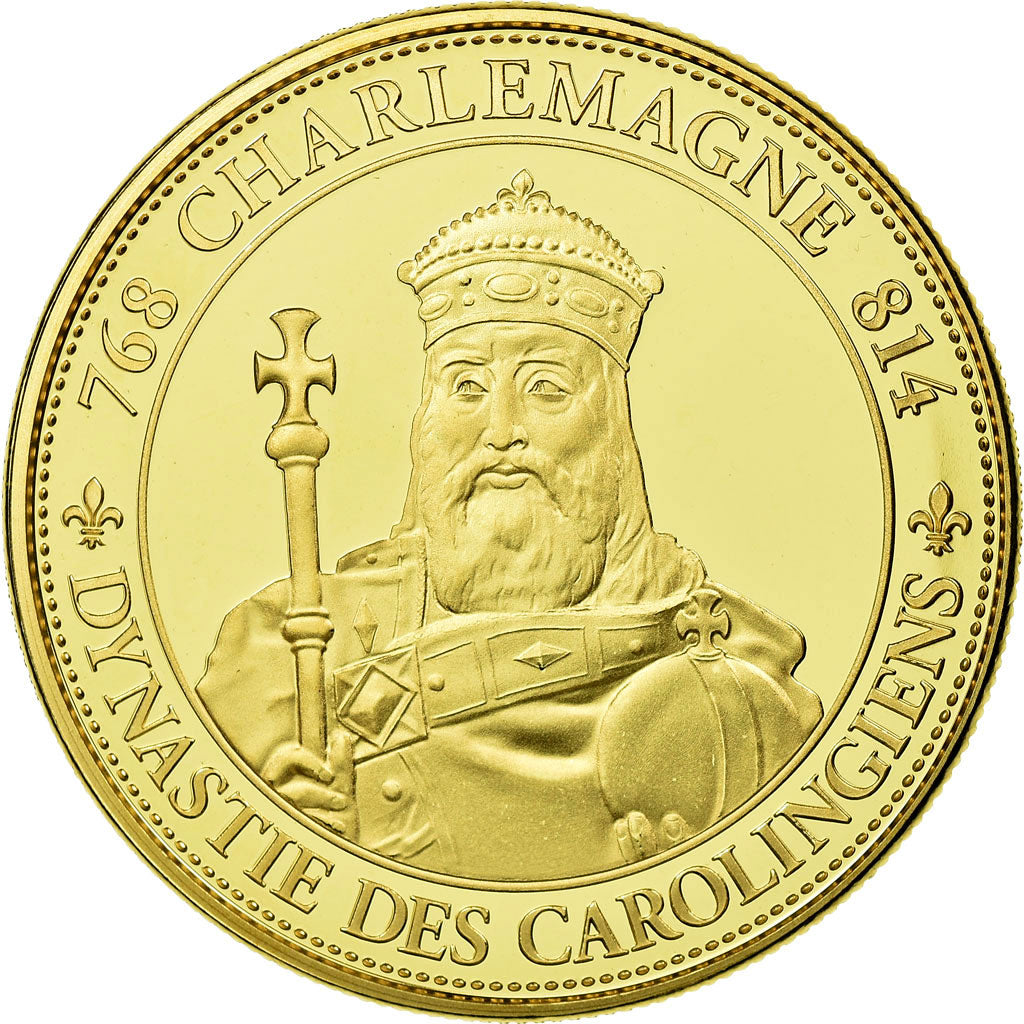 França, Medal, Les Rois de France, Charlemagne, MS(65-70), Cobre-Níquel