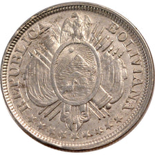 BOLIVIA, 50 Centavos, 1/2 Boliviano, 1893, KM #161.5, AU(55-58), Silver, 11.54