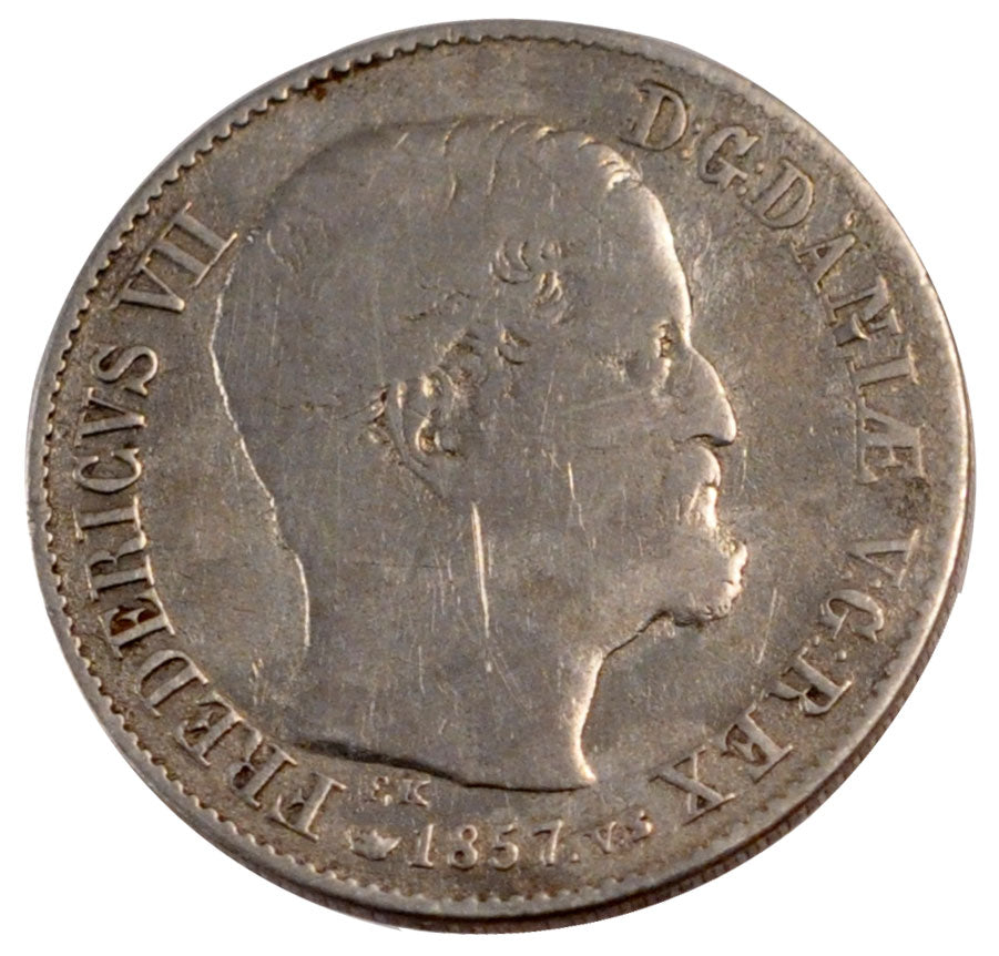 DENMARK, 16 Skilling Rigsmont, 1857, Copenhagen, KM #765, VF(20-25), Silver,...