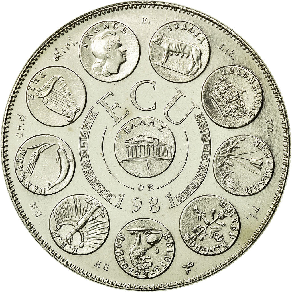 France, Medal, Ecu Europa, Europe Assise, 1981, Rodier, MS(65-70), Copper-nickel