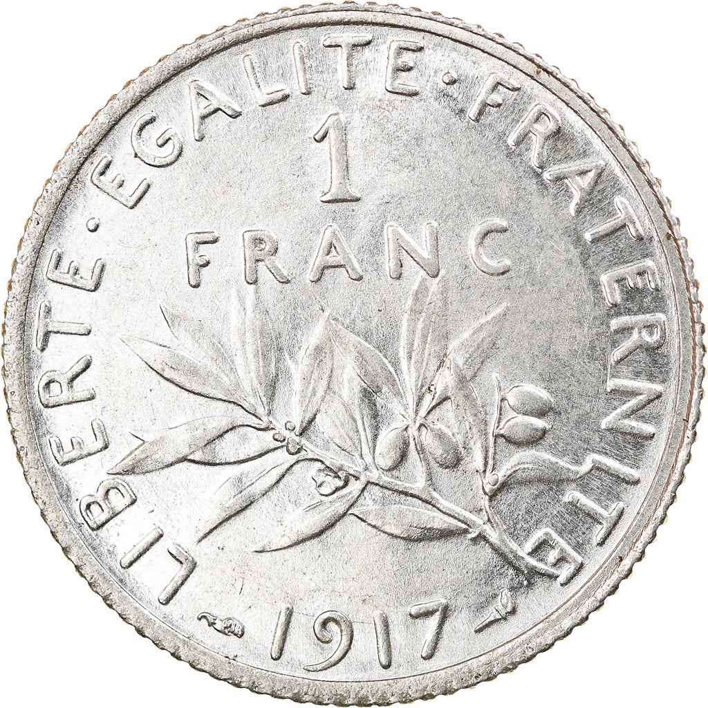 Coin, France, Semeuse, Franc, 1917, Paris, MS(63), Silver, KM:844.1, Gadoury:467