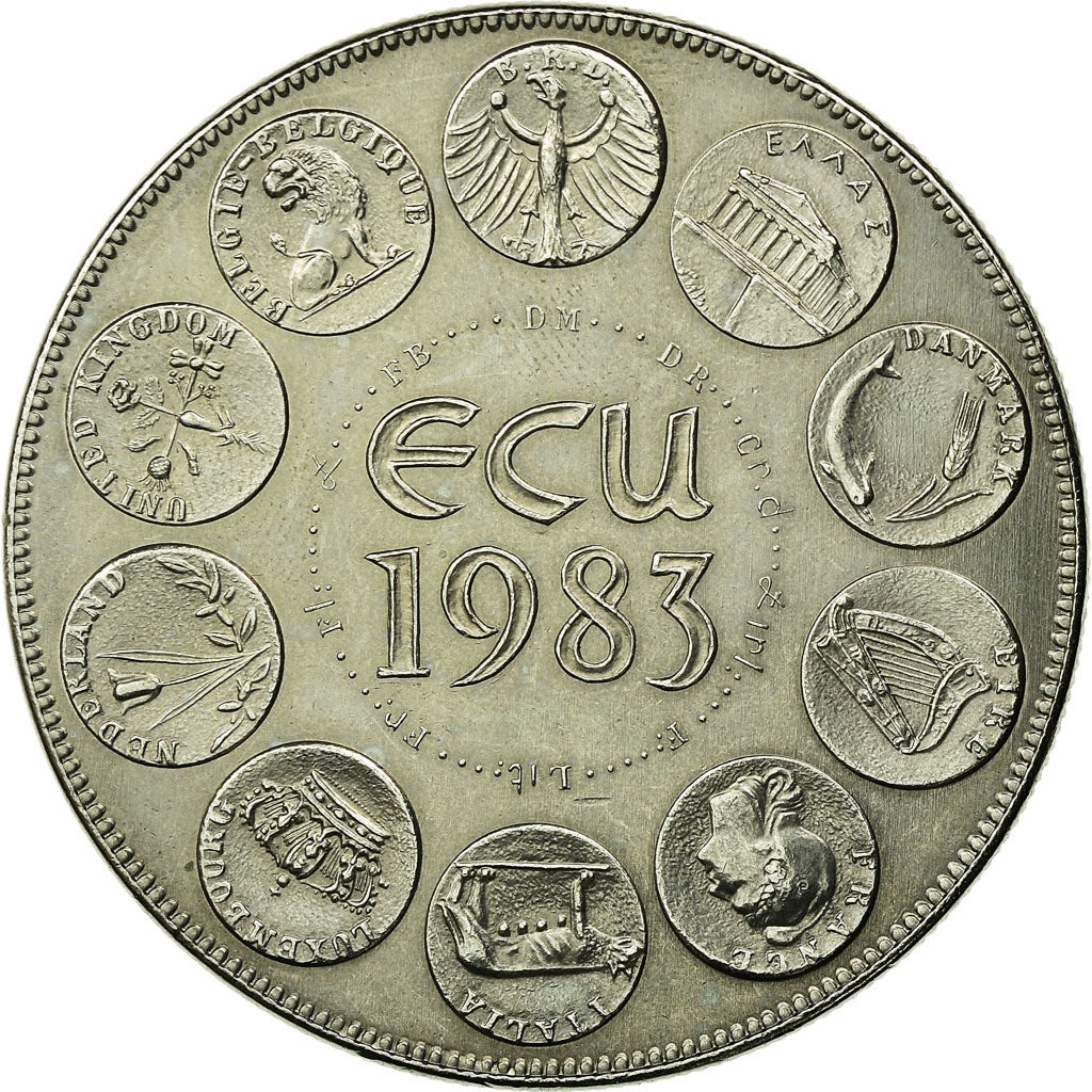 Francia, medalla, Ecu Europa, Europe Assise, 1983, Rodier, FDC, Cobre - níquel