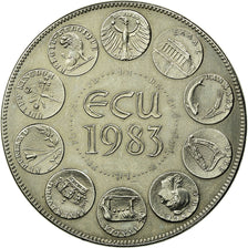 Francia, medalla, Ecu Europa, Europe Assise, 1983, Rodier, FDC, Cobre - níquel
