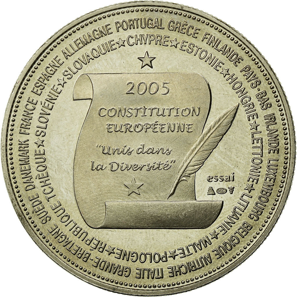 France, Médaille, la Constitution Européenne, 2005, FDC, Copper-nickel