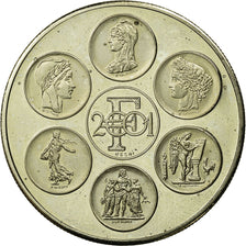 Francia, medaglia, Coq, Fin du Cours Légal du Franc, 2001, SPL+, Rame-nichel