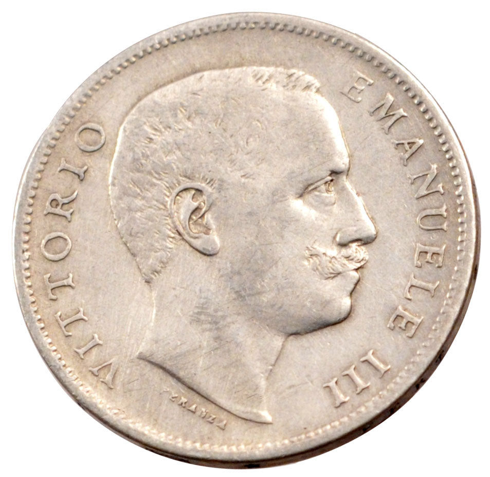 ITALY, Lira, 1907, Rome, KM #32, EF(40-45), Silver, 4.94