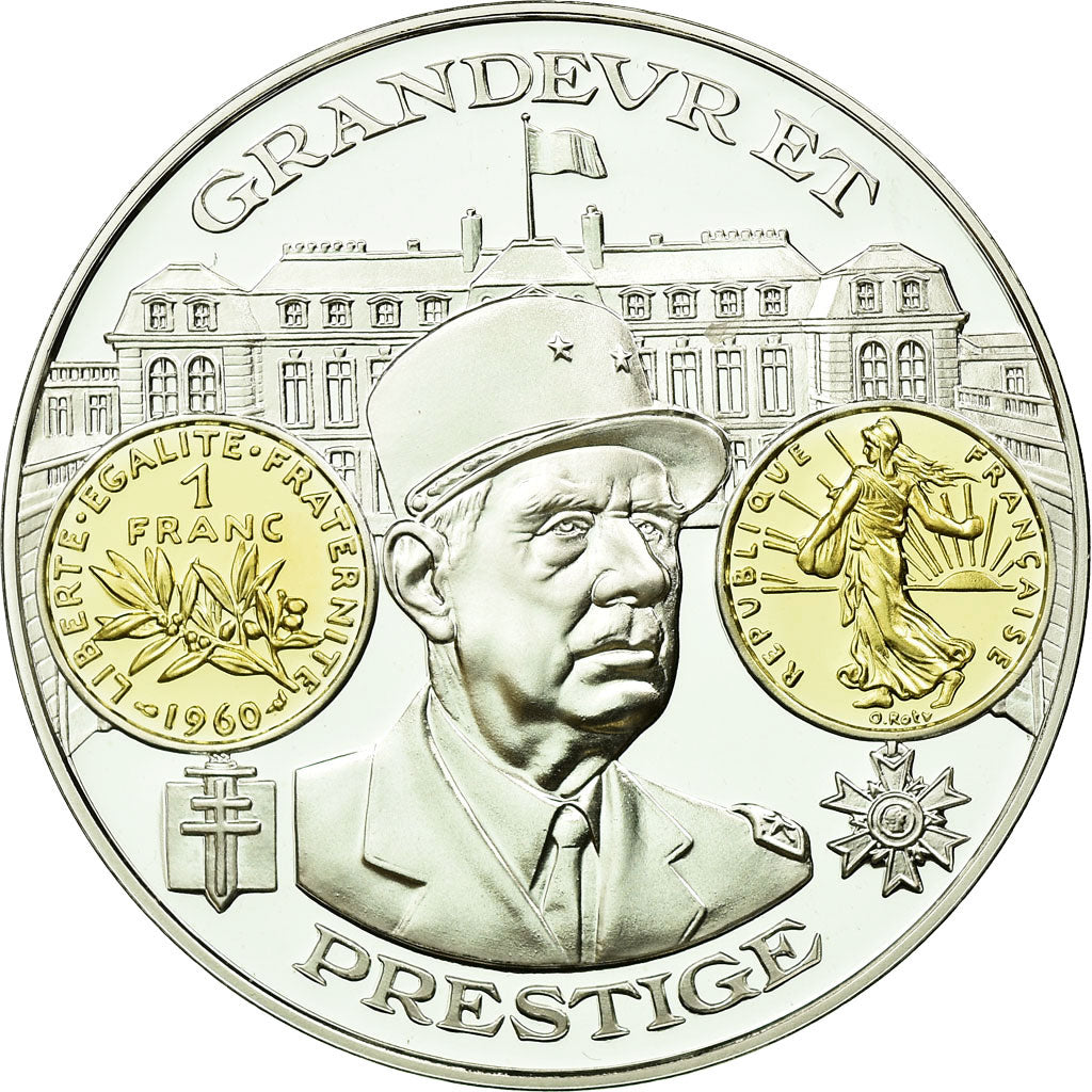 France, Medal, 2000 Ans d'Histoire Monétaire, Franc Semeuse, MS(65-70), Silver