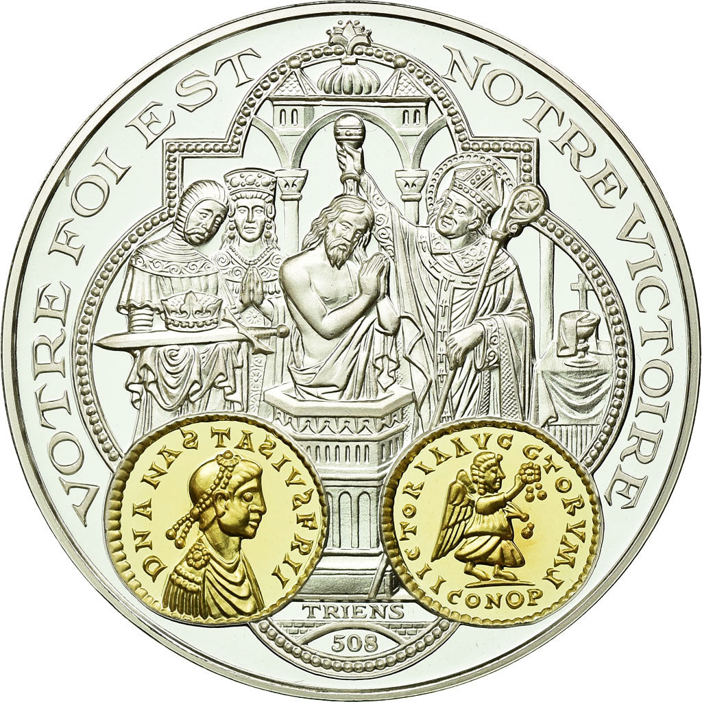 France, Medal, 2000 Ans d'Histoire Monétaire, Triens Mérovingien, MS(65-70)