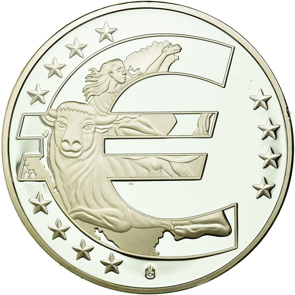 France, Medal, 10 ans de l'Euro, MS(65-70), Silvered bronze