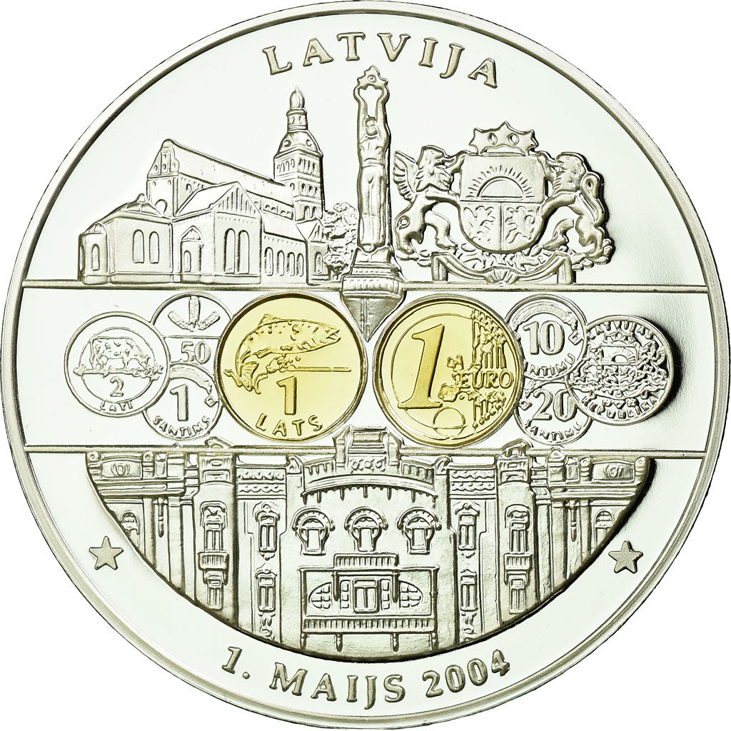 Latvia, Medal, Monnaie Européenne, 2004, MS(65-70), Copper Plated Silver