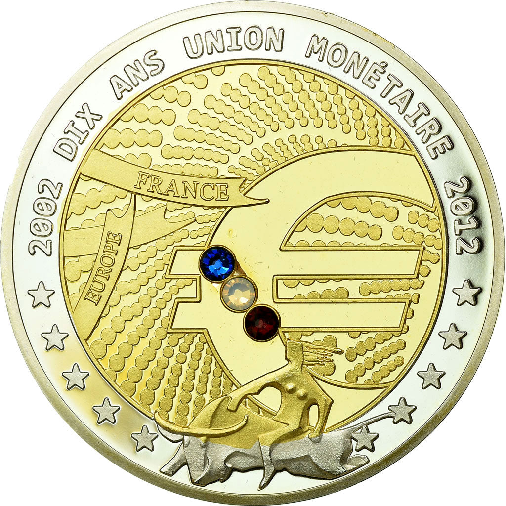 Francia, medaglia, Europe, 10 Ans d'Union Monétaire, 2012, FDC, Bi-metallico