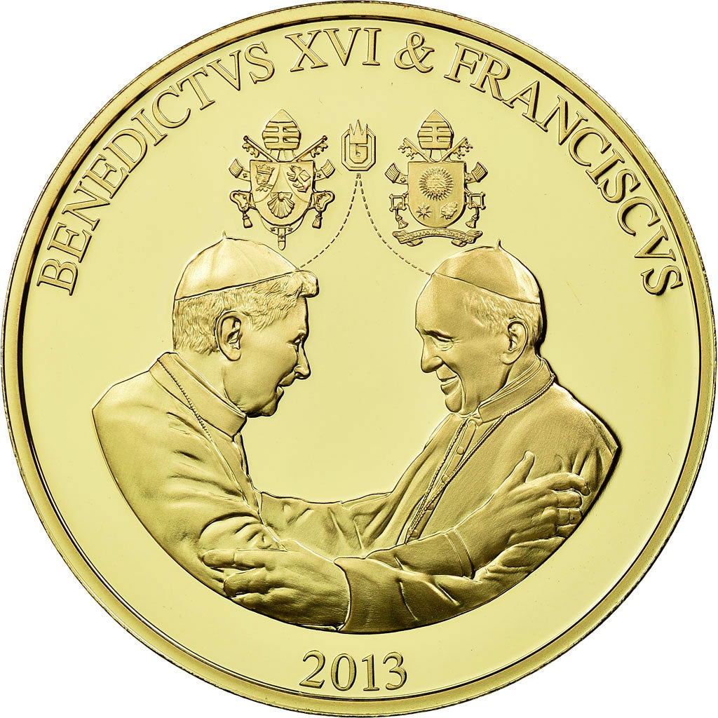 Vatican, Medal, Les Papes Benoit XVI et François, 2013, MS(65-70), Copper Gilt