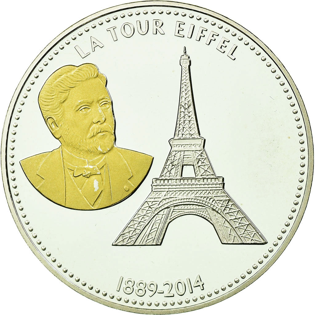 France, Medal, Les Joyaux de Paris, La Tour Eiffel, 2014, MS(65-70), Silver