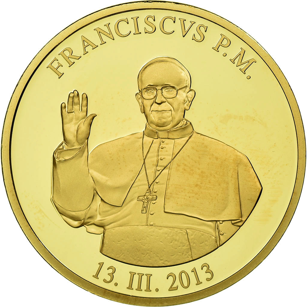 Vatican, Medal, Le Pape François, 2013, MS(65-70), Copper Gilt