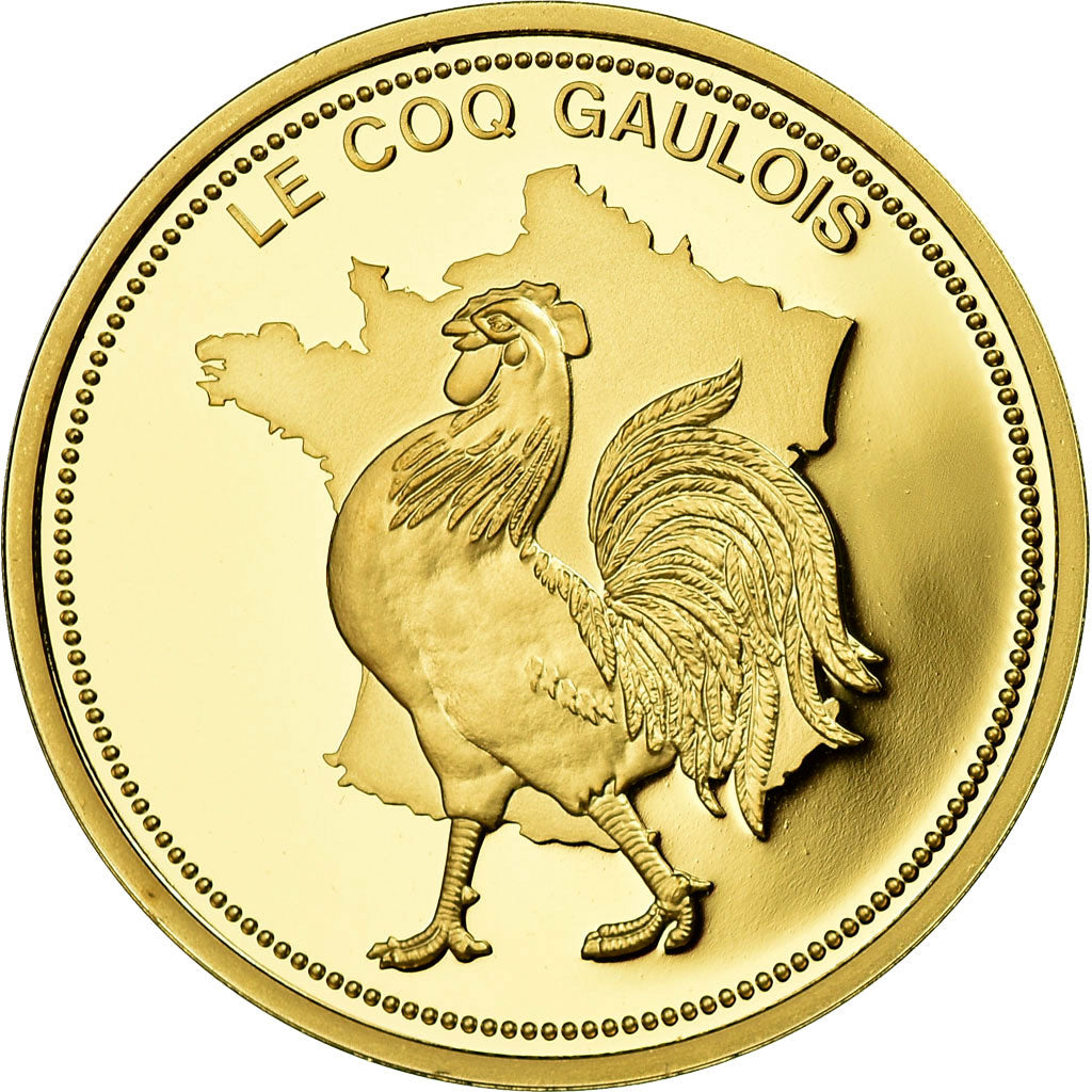 France, Medal, Histoire de France, Le Coq Gaulois, MS(65-70), Copper Gilt