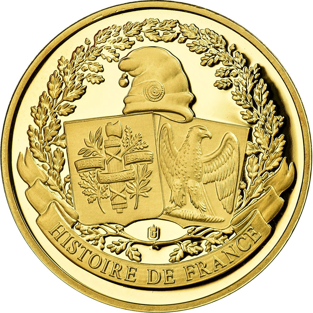 France, Medal, Histoire de France, Le Coq Gaulois, MS(65-70), Copper Gilt