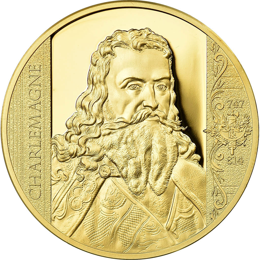 France, Medal, Les plus Grands Français, Charlemagne, MS(65-70), Copper Gilt