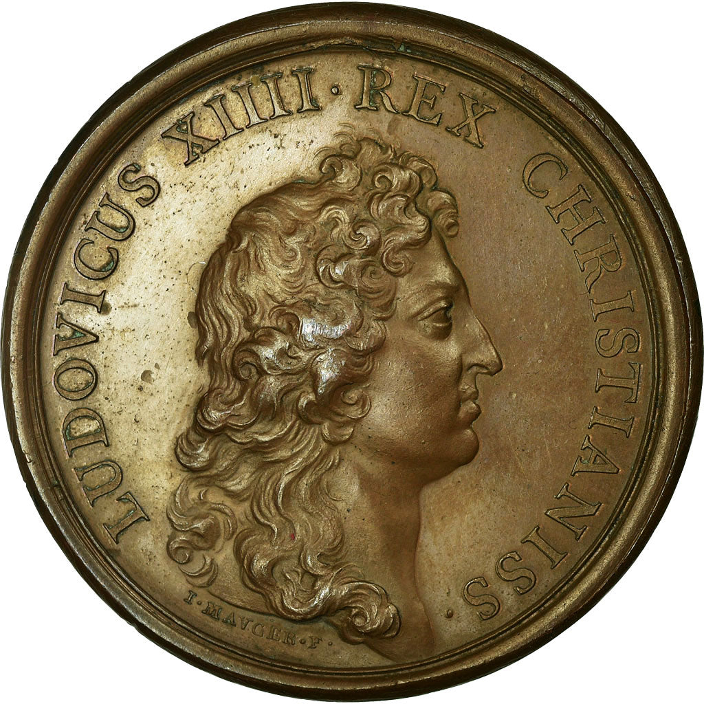 França, Medal, Louis XIV, Les Revues Militaires, 1665, Mauger, AU(50-53)