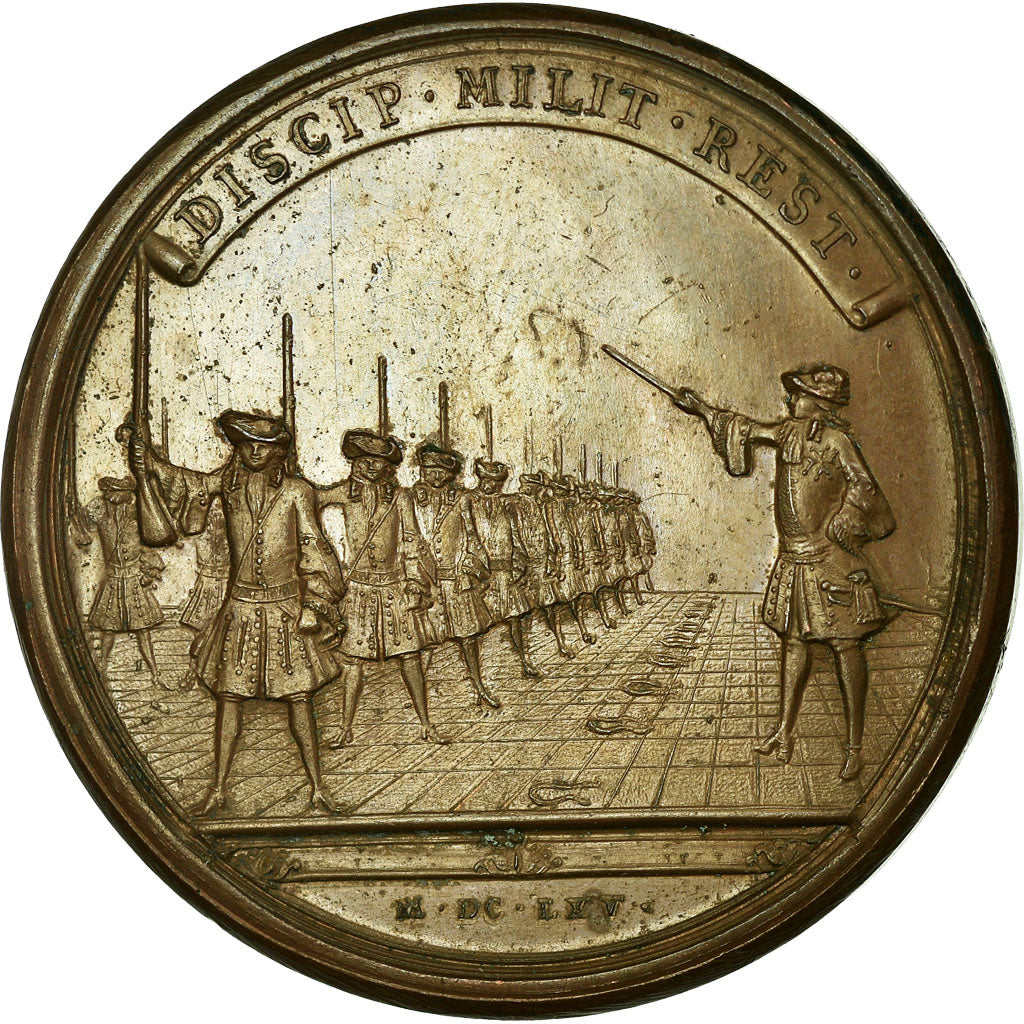 França, Medal, Louis XIV, Les Revues Militaires, 1665, Mauger, AU(50-53)