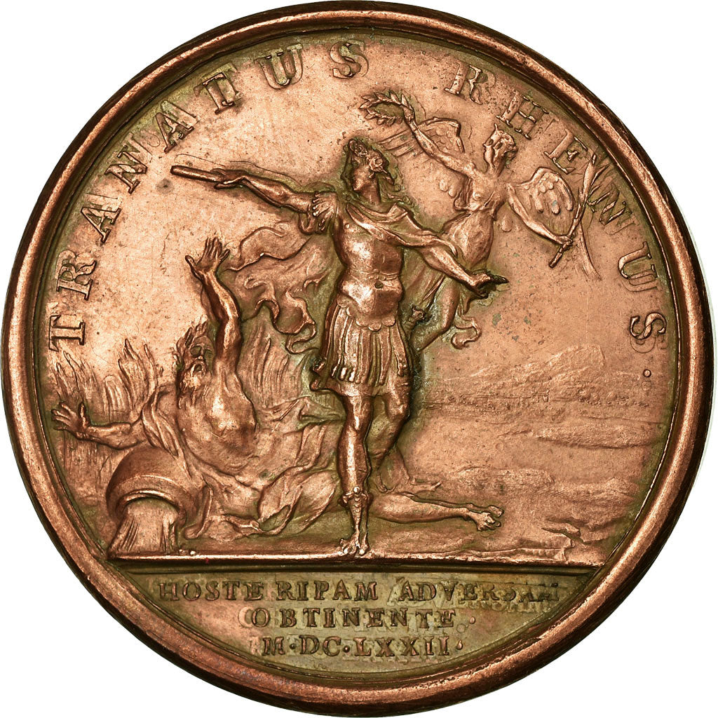 Francia, medalla, Louis XIV, Le Passage du Rhin près de Schenk, 1672, Mauger