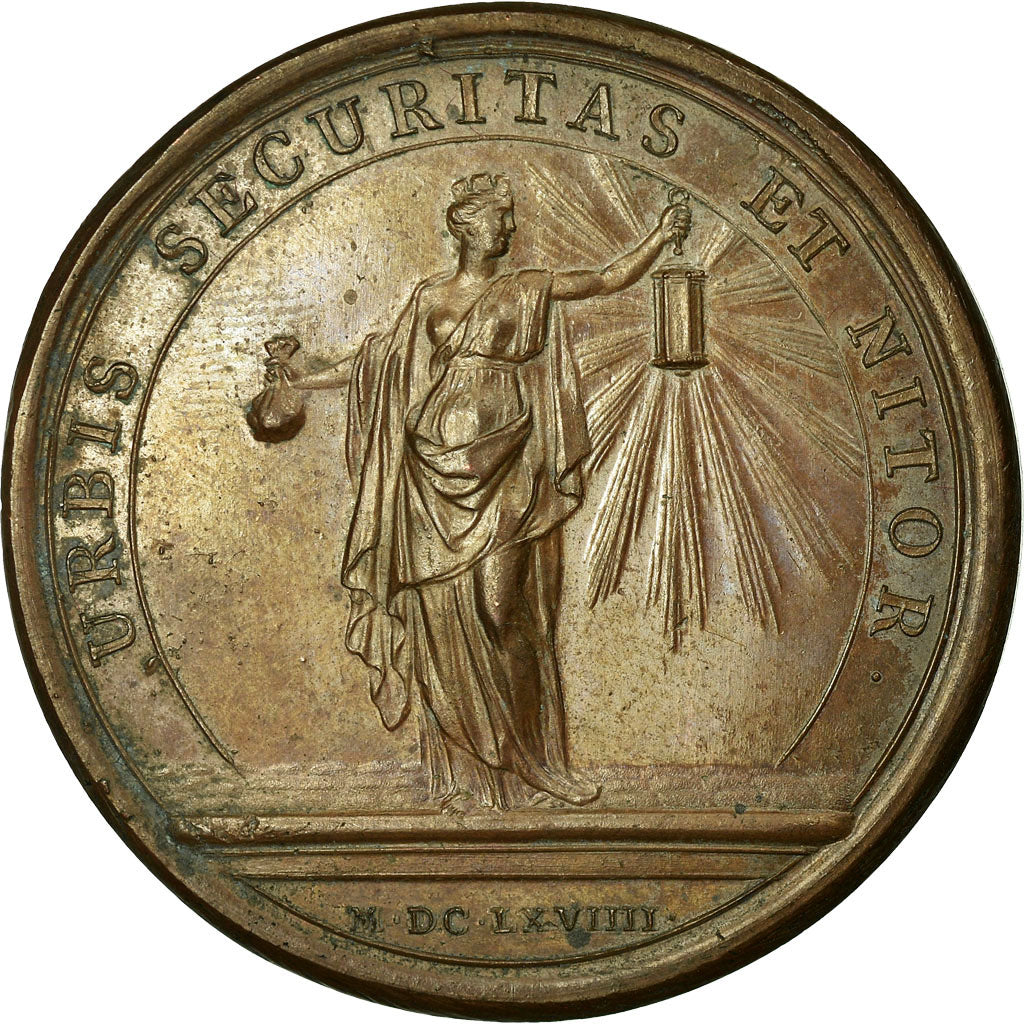 France, Medal, Louis XIV, La Sûreté et la Netteté de Paris, 1669, Mauger