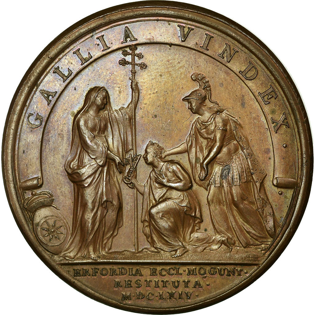 France, Médaille, Louis XIV, La Ville d'Erfurt rendue à l'Archevêque-Electeur