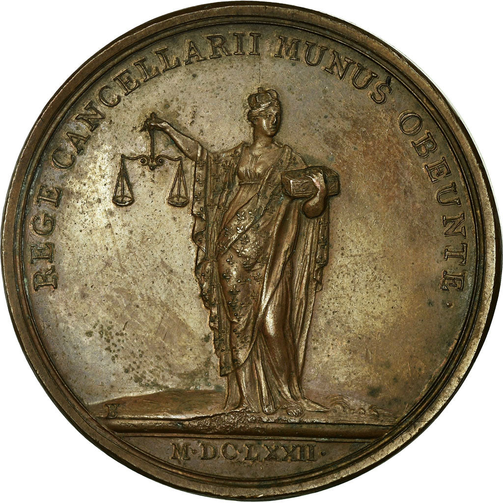França, Medal, Louis XIV, Le Roi tenant le Sceau, 1672, Mauger, AU(55-58)
