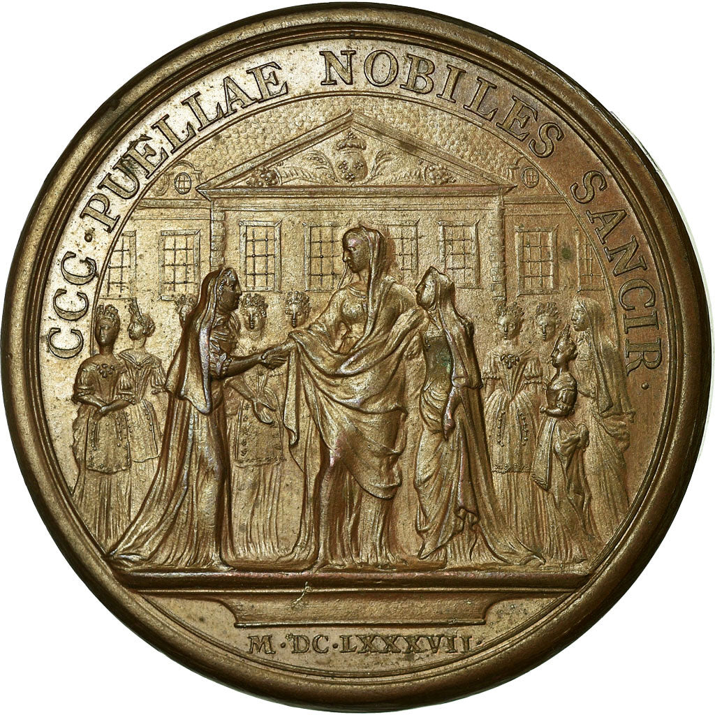 France, Médaille, Louis XIV, Maison Royale de SAint-Cyr, 1687, Mauger, SUP