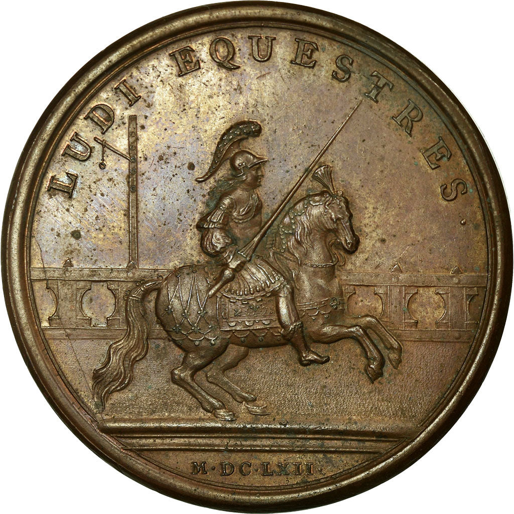 França, Medal, Louis XIV, Les Carrousels, 1662, Mauger, AU(55-58), Cobre