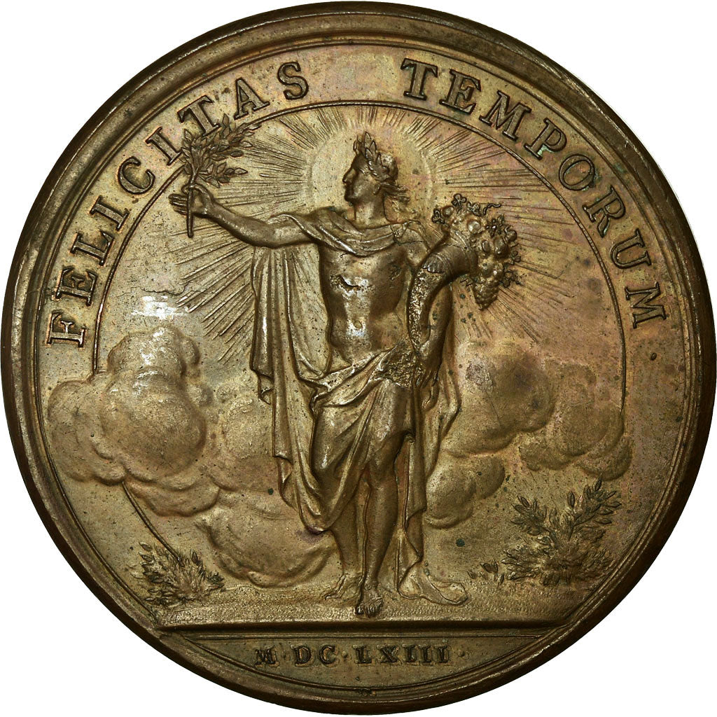France, Medal, Louis XIV, La France Florissante, 1663, Mauger, AU(55-58)