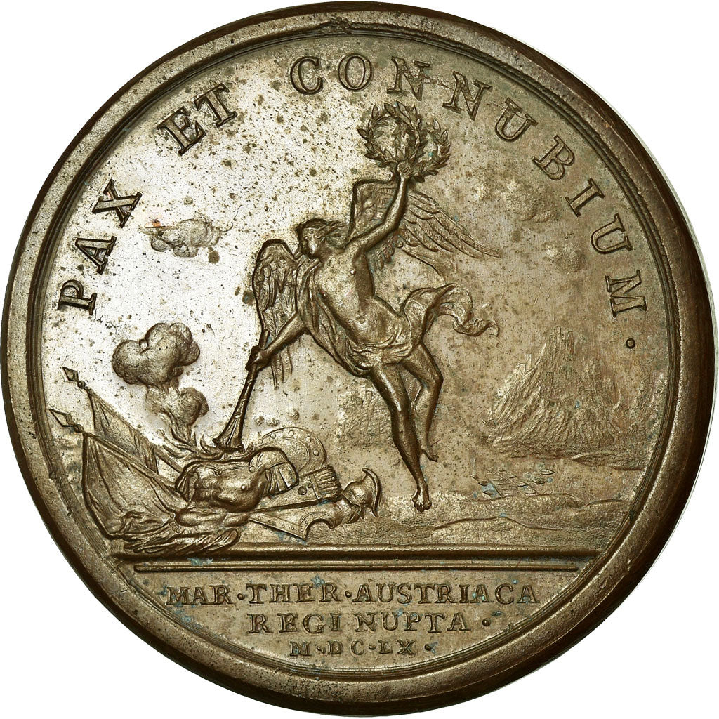 France, Médaille, Louis XIV, Mariage du Roi, 1660, Mauger, TTB+, Cuivre