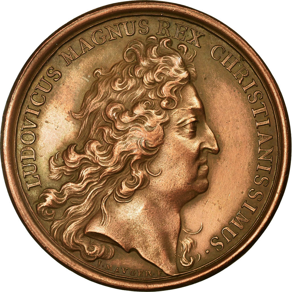 Francja, Medal, Louis XIV, Paix d'Utrecht, Historia, 1713, Mauger, AU(55-58)