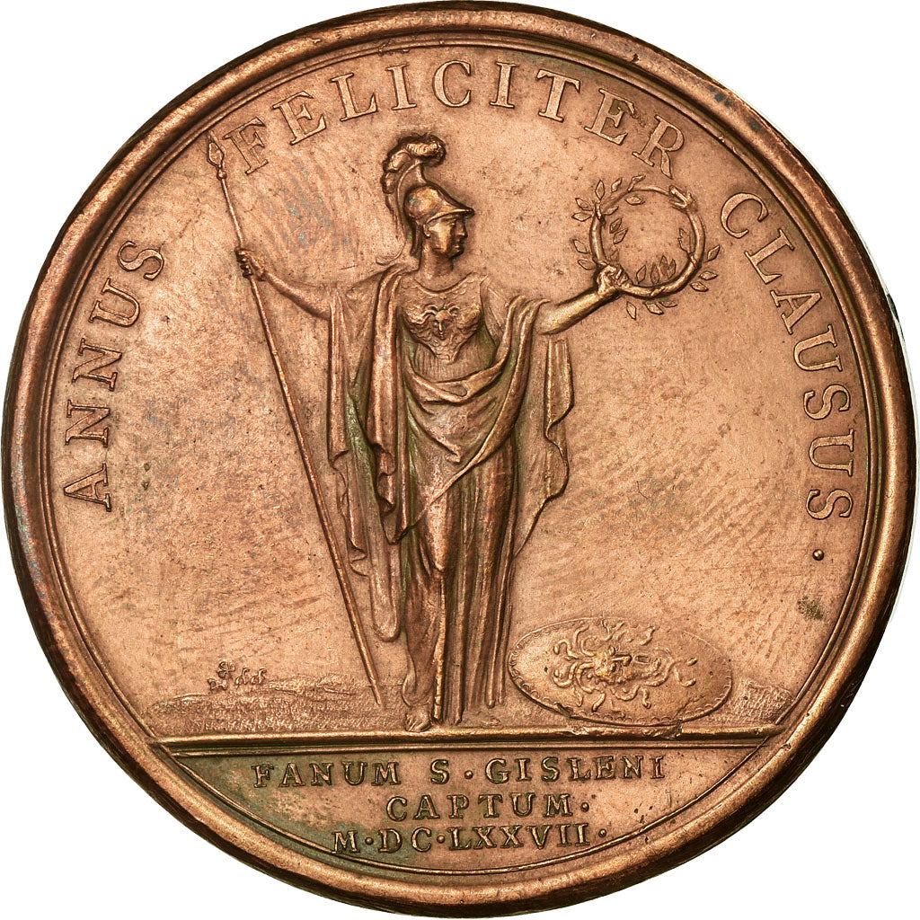 France, Médaille, Louis XIV, Prise de Saint-Ghislain, 1677, Mauger, TTB+