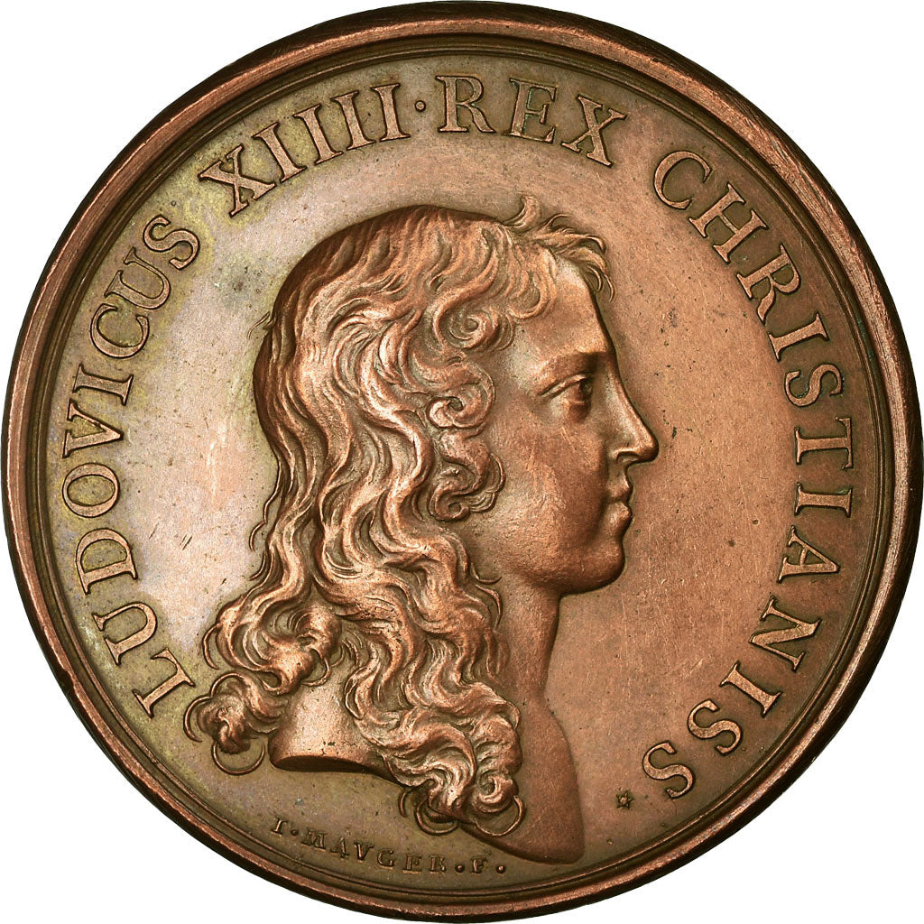 Francia, medaglia, Louis XIV, Prise de Belfort, 1654, Mauger, BB+, Rame, Divo:35