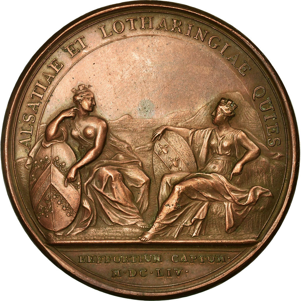 Francia, medaglia, Louis XIV, Prise de Belfort, 1654, Mauger, BB+, Rame, Divo:35