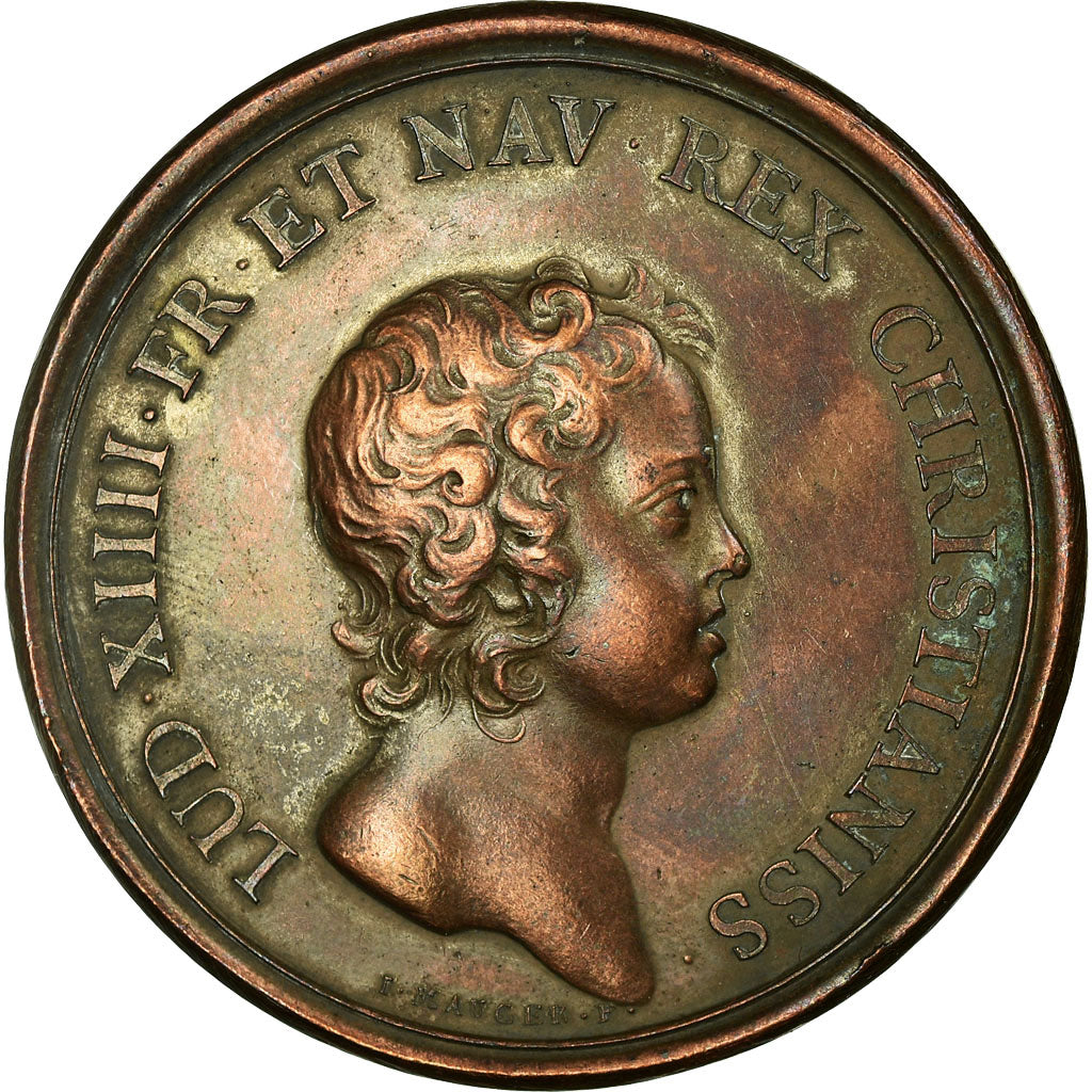 Francia, medaglia, Louis XIV, Combat de Fribourg, 1644, Mauger, BB+, Rame