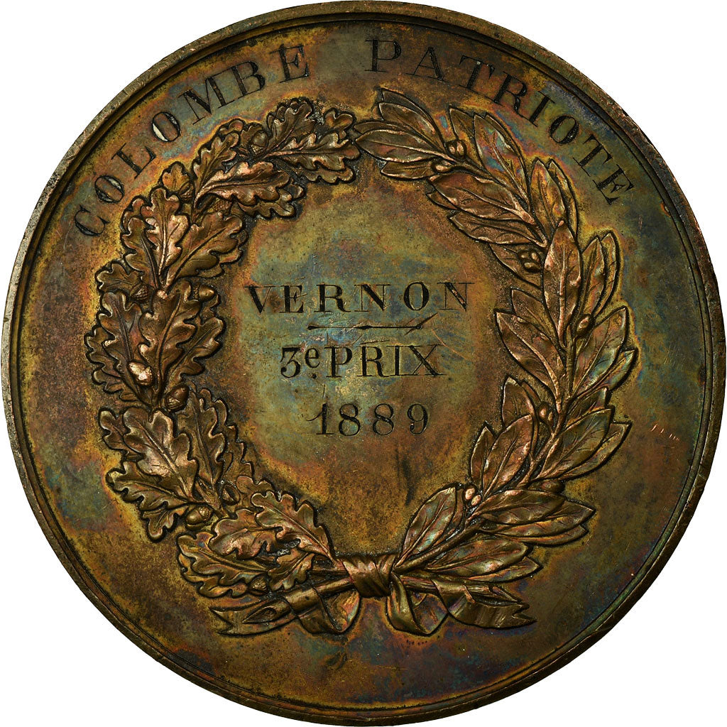France, Medal, Luttes Colombophiles, Colombe Patriotique, Vernon, 1889