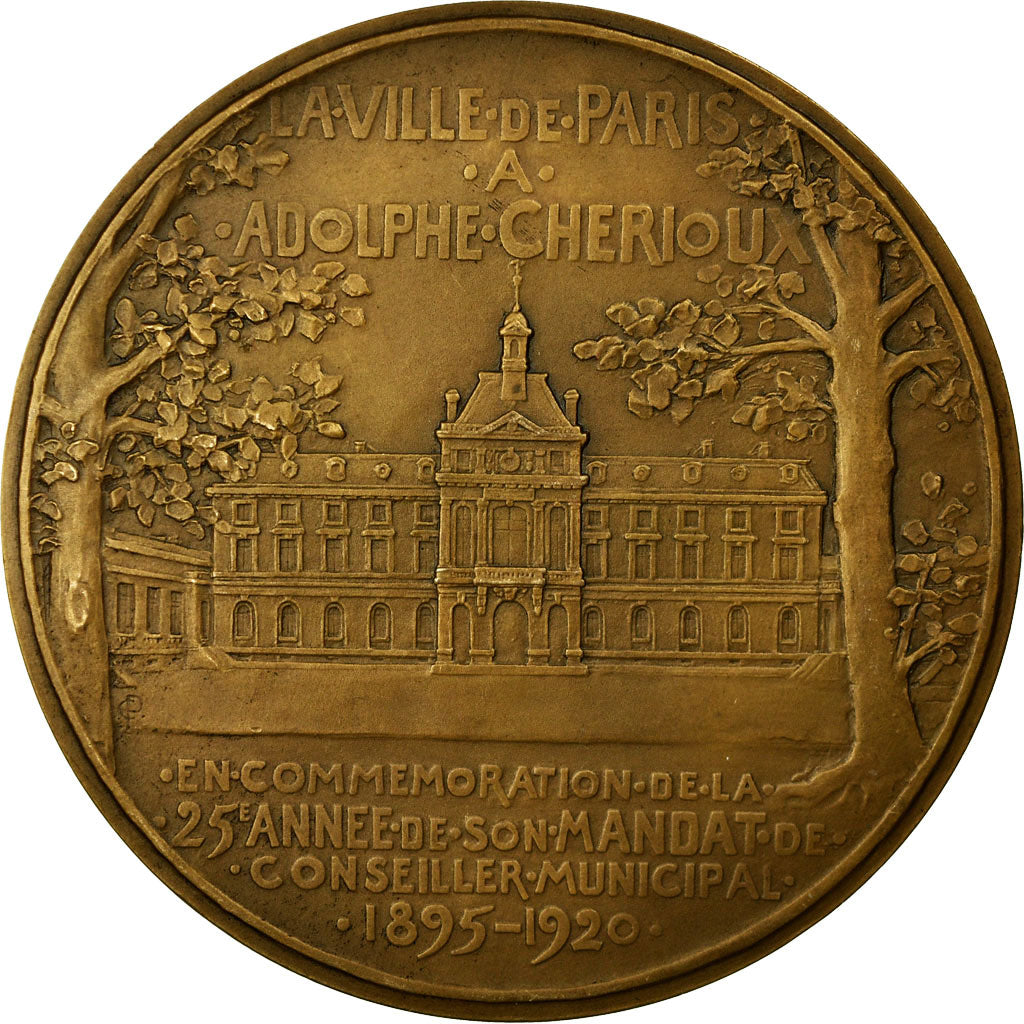 France, Medal, Adolphe Cherioux, Conseiller Municipal, 1920, Pillet, MS(63)