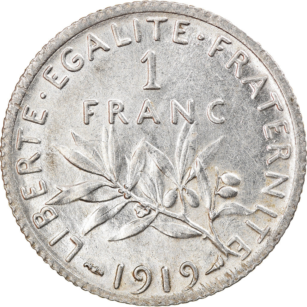 Coin, France, Semeuse, Franc, 1919, Paris, MS(60-62), Silver, KM:844.1