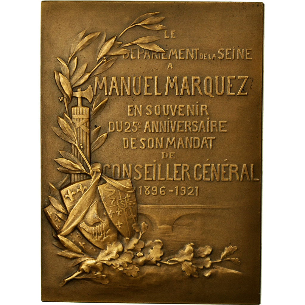 France, Medal, Manuel Marquez, Conseiller Municipal de Paris, 1921