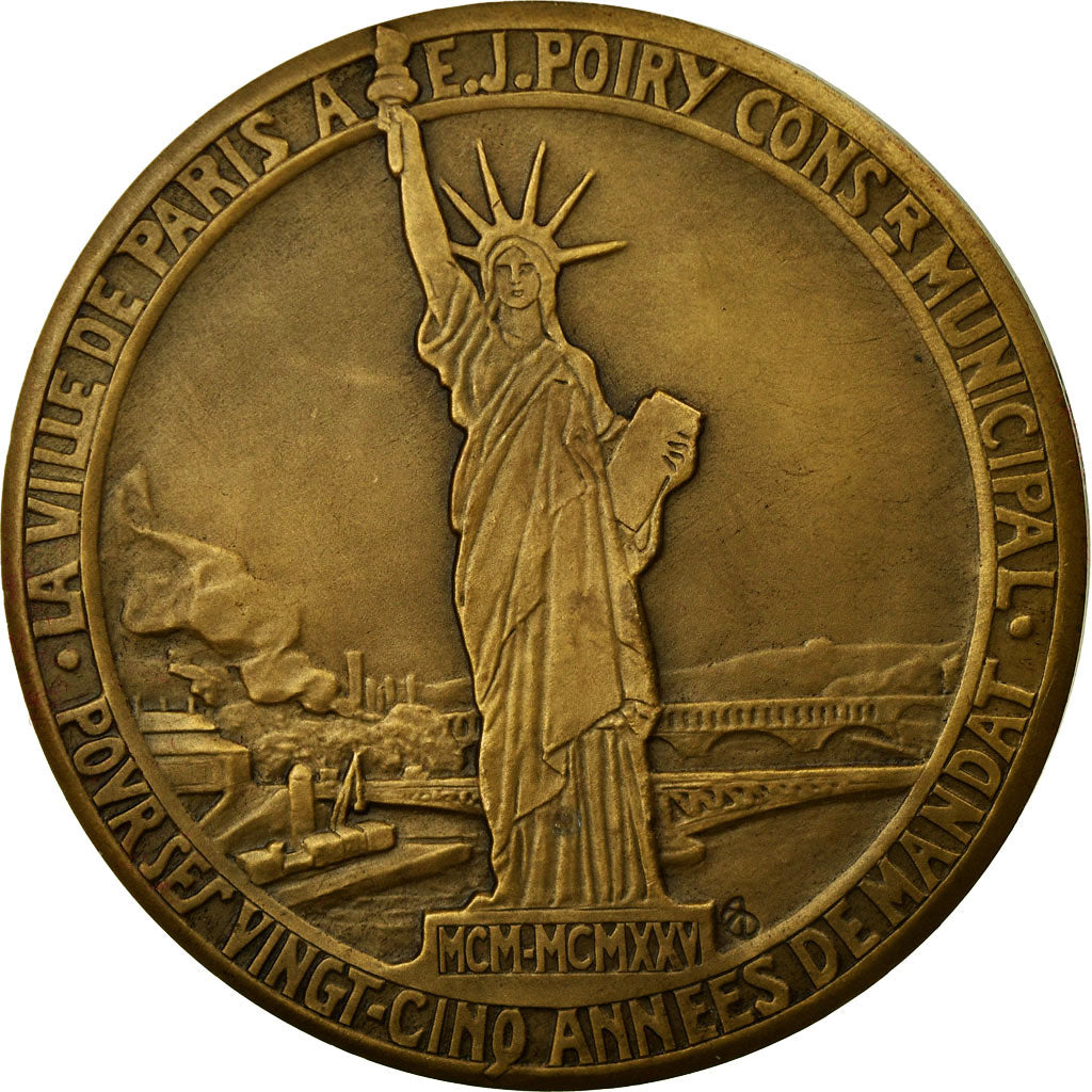 France, Medal, Emile Justin Poiry, Conseiller Municipal de Paris, 1925, Monier
