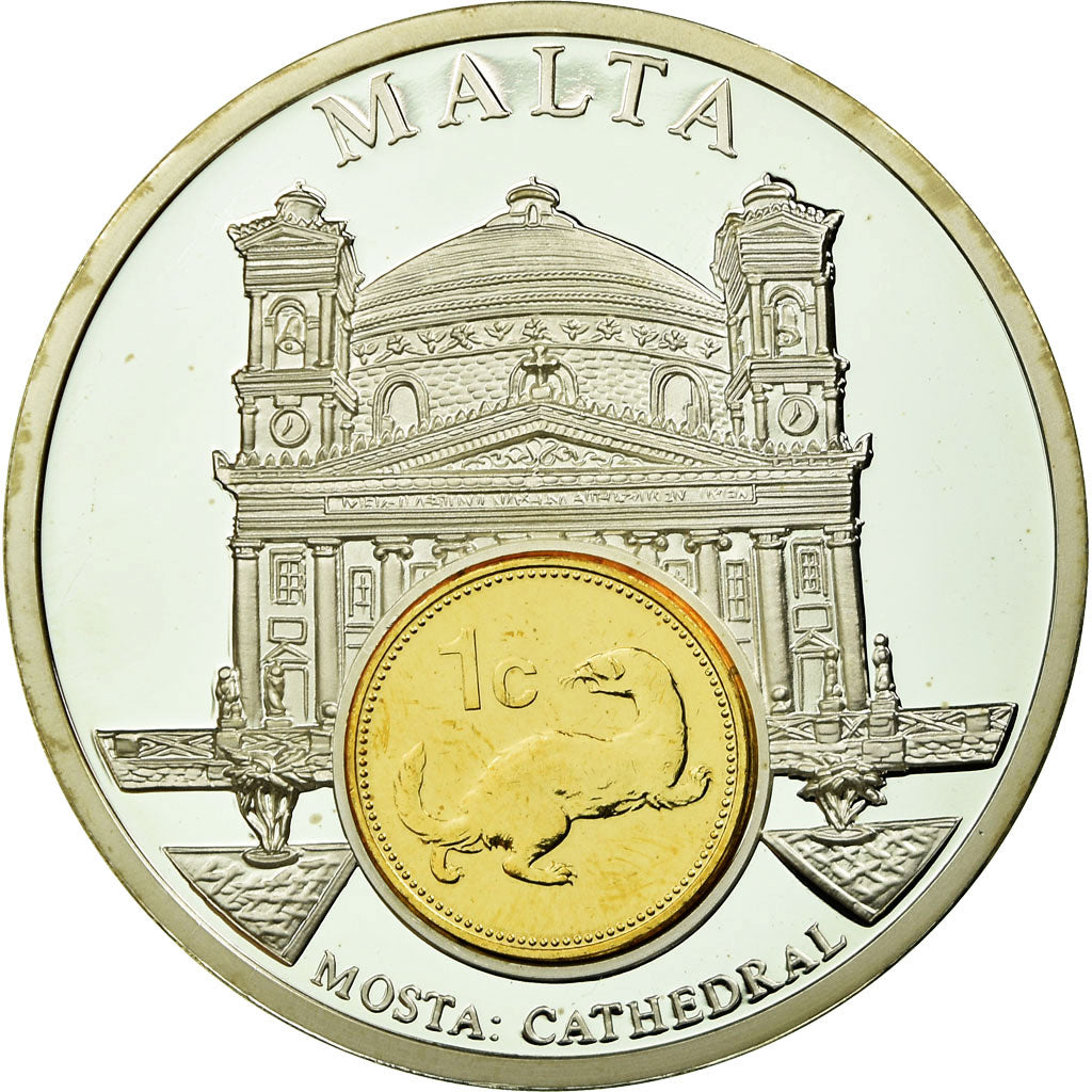 Malte, Médaille, Monnaies européennes, Cathédrale Mosta, SPL+, Cuivre plaqué