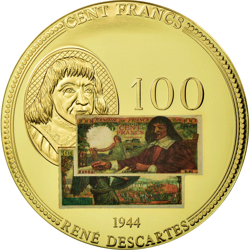 France, Medal, Les Anciens Francs, 100 Francs René Descartes, 2009, MS(65-70)
