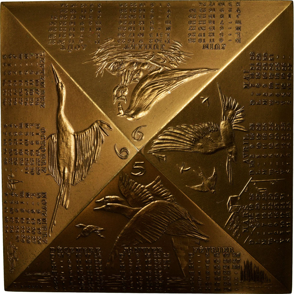 France, Medal, Calendrier, Animaux, Oiseaux, 1995, Buquoy, MS(60-62), Bronze